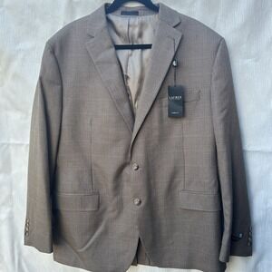 Lauren Ralph Lauren Leland Sport Coat 48R Brown Blue Houndstooth NWT